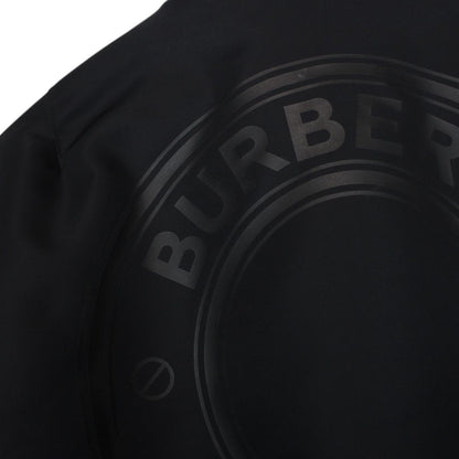 Burberry Black Logo Print Full Zip Nylon Bomber Jacket