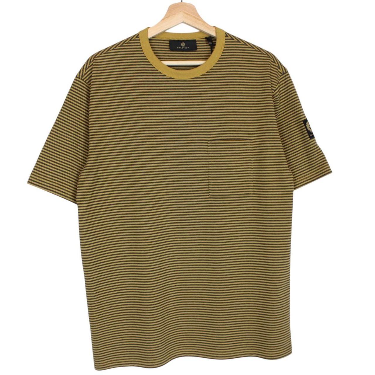 Belstaff Yellow and Black Drum Yarn Dye Striped Short Sleeve T-Shirt