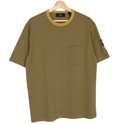Belstaff Yellow and Black Drum Yarn Dye Striped Short Sleeve T-Shirt