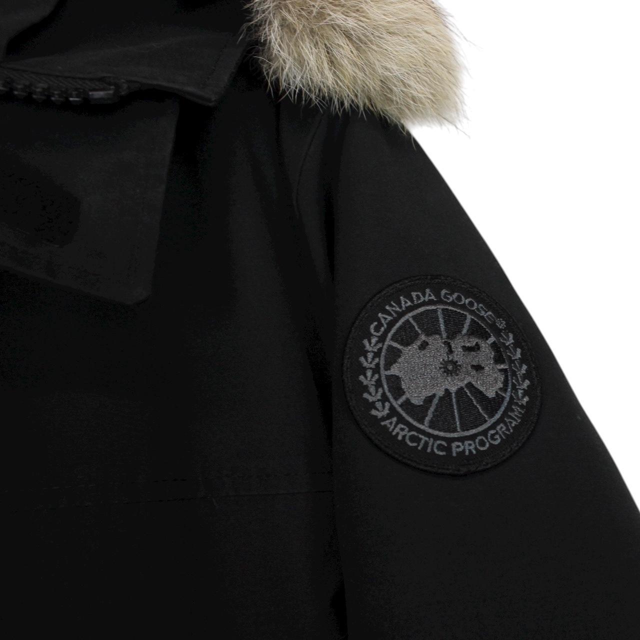 Canada Goose Black Langford Parka Black Label Down Coat with Fur Trim