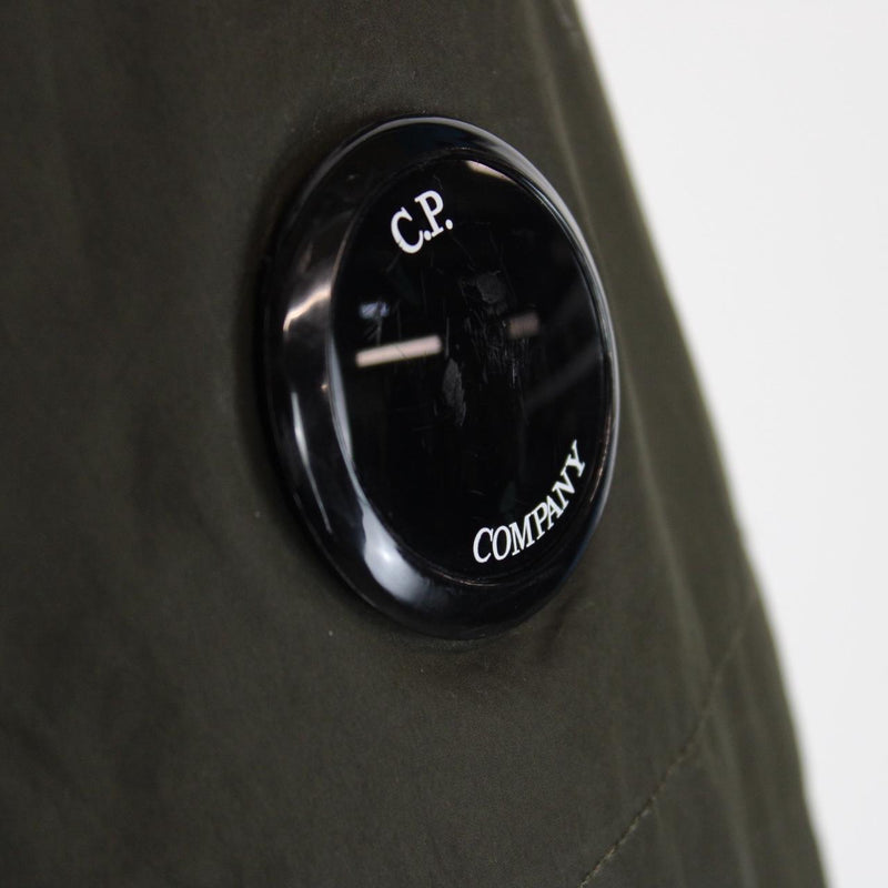CP Company Khaki Green Micro-M Full Zip Lens Hooded Down Jacket