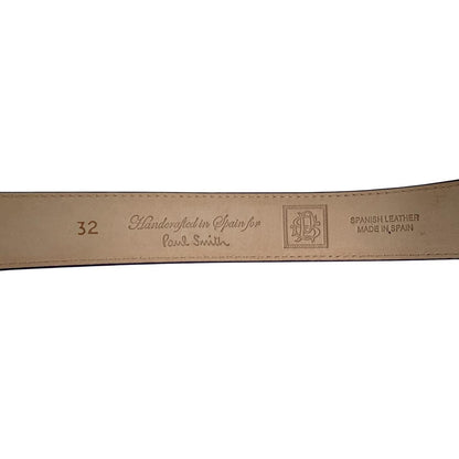Paul Smith purple leather belt handcrafted in Spain with subtle storage marks.