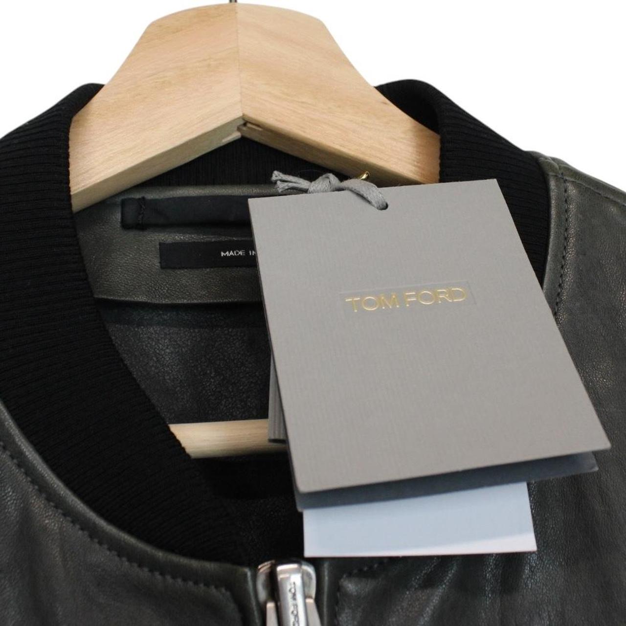 TOM FORD grey bomber jacket full zip lambskin leather with original tags and hardware.