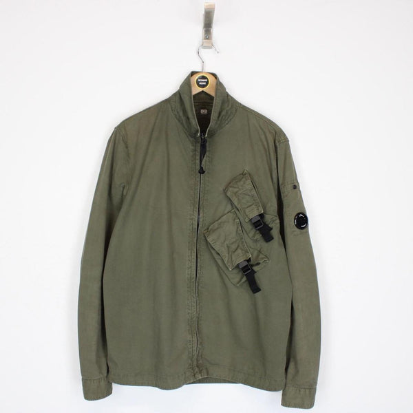 CP Company Green Full Zip Multi Pocket Cotton Lens Overshirt