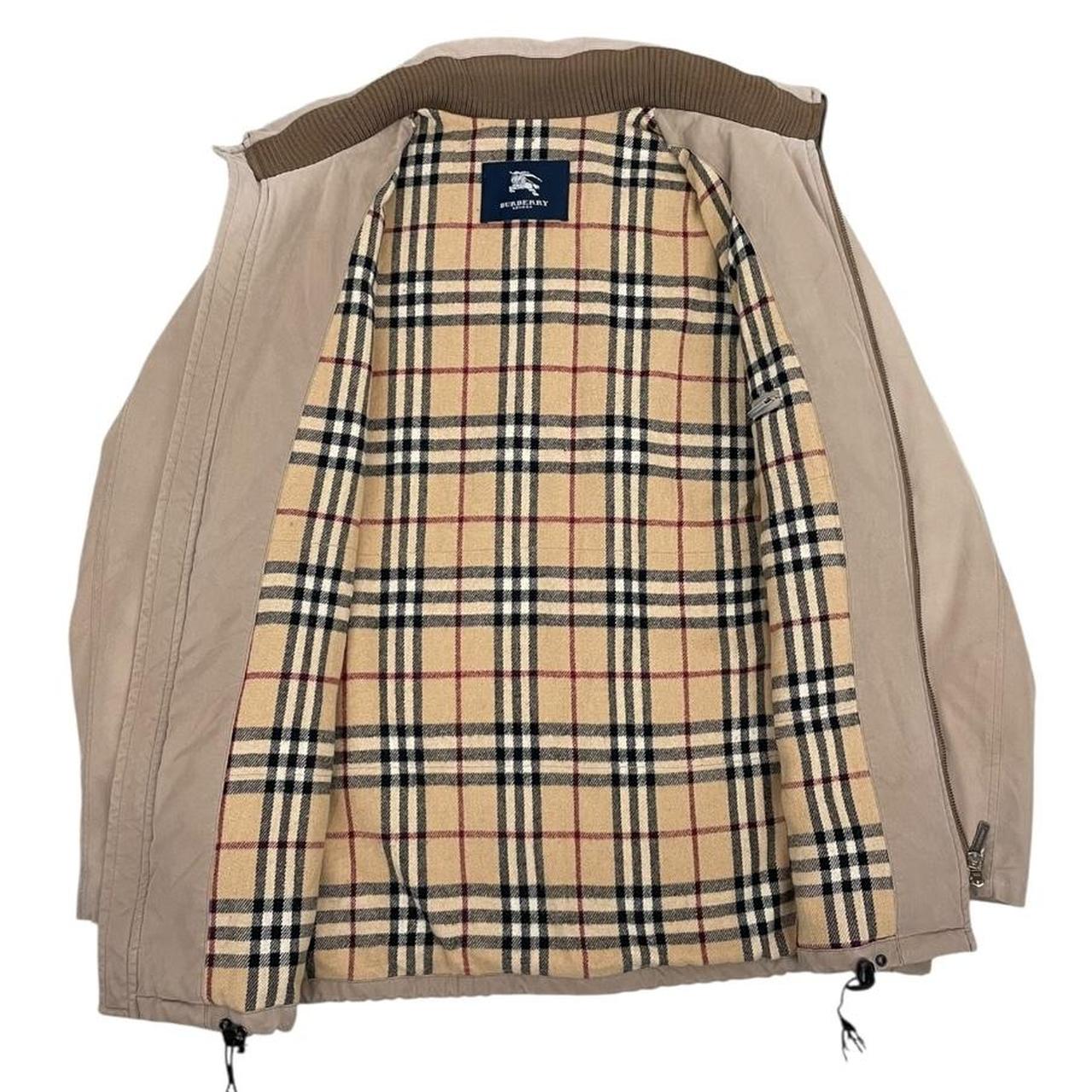 Burberry London Beige Wool Nova Check Lined Full Zip Jacket