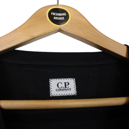 CP Company Black Logo Print Short Sleeve Cotton T-Shirt
