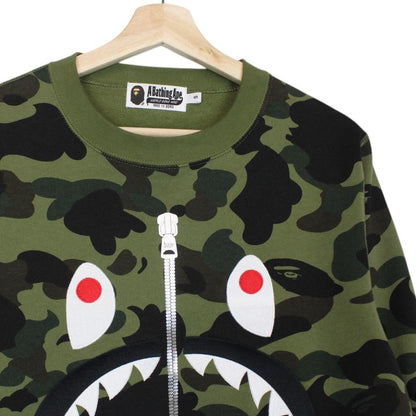 Bape Green 1st Camo Crew Neck Shark Sweatshirt Jumper
