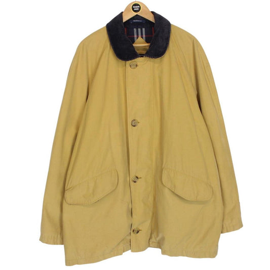 Vintage 90s Burberry Mustard Yellow Nova Check Lined Quilted Coat