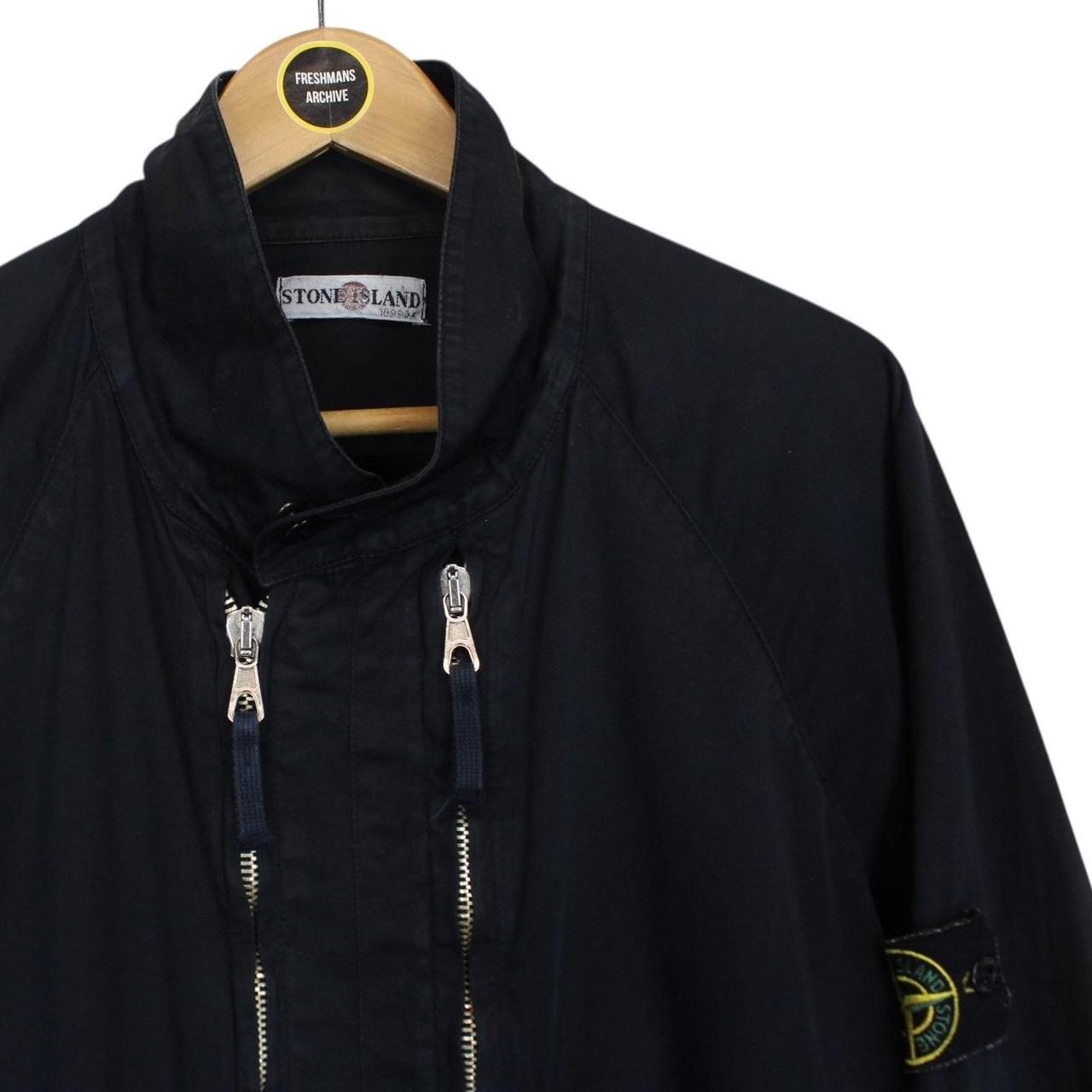 Vintage Stone Island SS 2001 Navy Blue Raso Gommato Full Zip Jacket