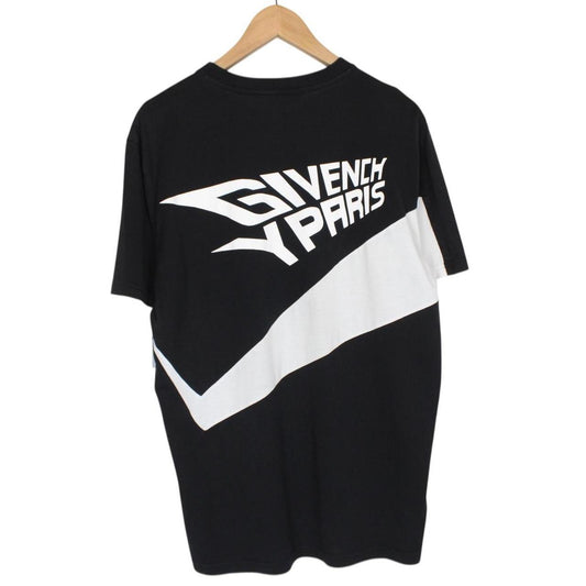 Givenchy Paris Black and White Angle Logo Short Sleeve Cotton T-Shirt