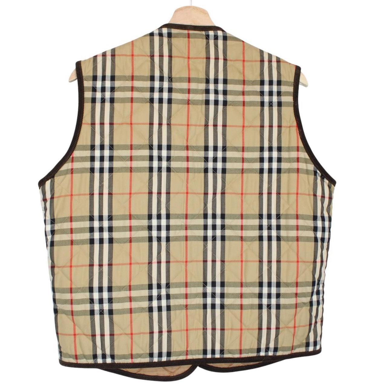 Vintage 90s Burberry Beige Nova Check Quilted Vest Jacket
