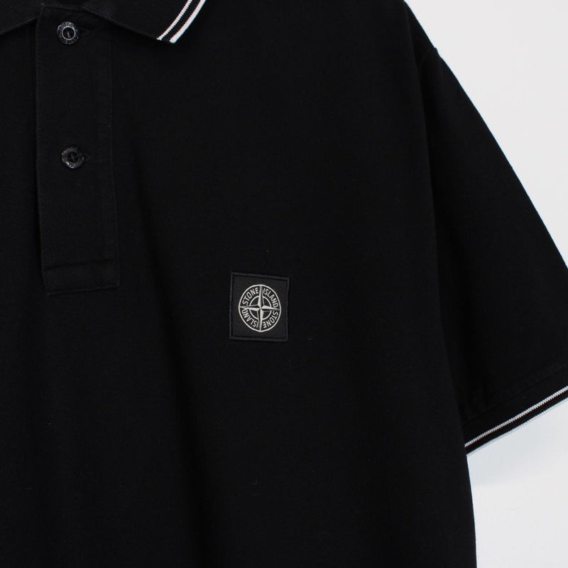 Stone Island AW 2017 Black and White Short Sleeve Compass Polo Shirt