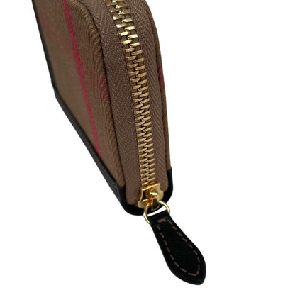 Burberry Brown and Black Nova Check Leather Zip Around Purse