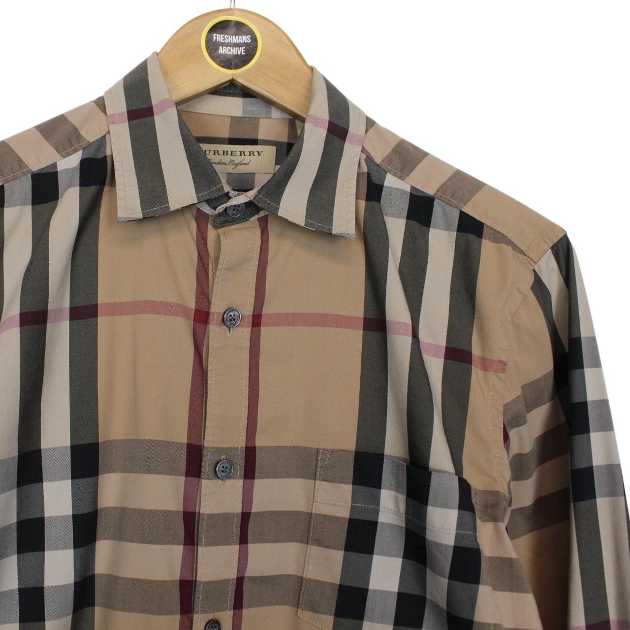 Burberry Tan Brown Nova Check Long Sleeve Cotton Shirt