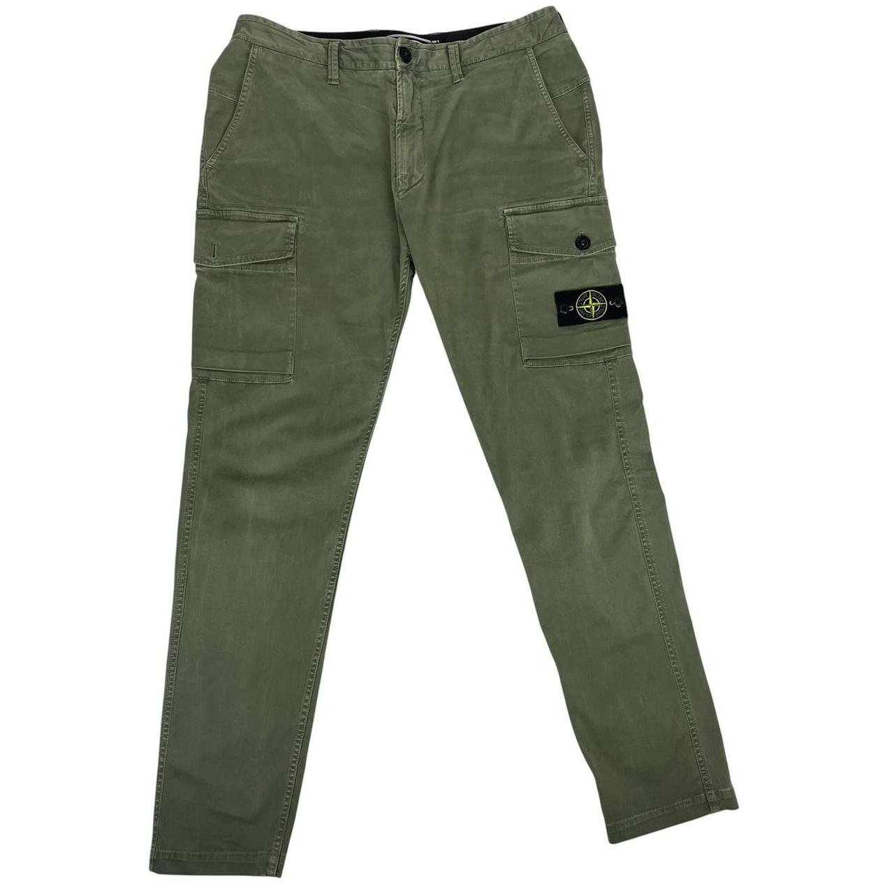 Stone Island AW 2021 Green Slim Fit Cargo Trousers