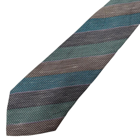 Vintage Christian Dior Multicoloured Striped Linen/Silk Tie