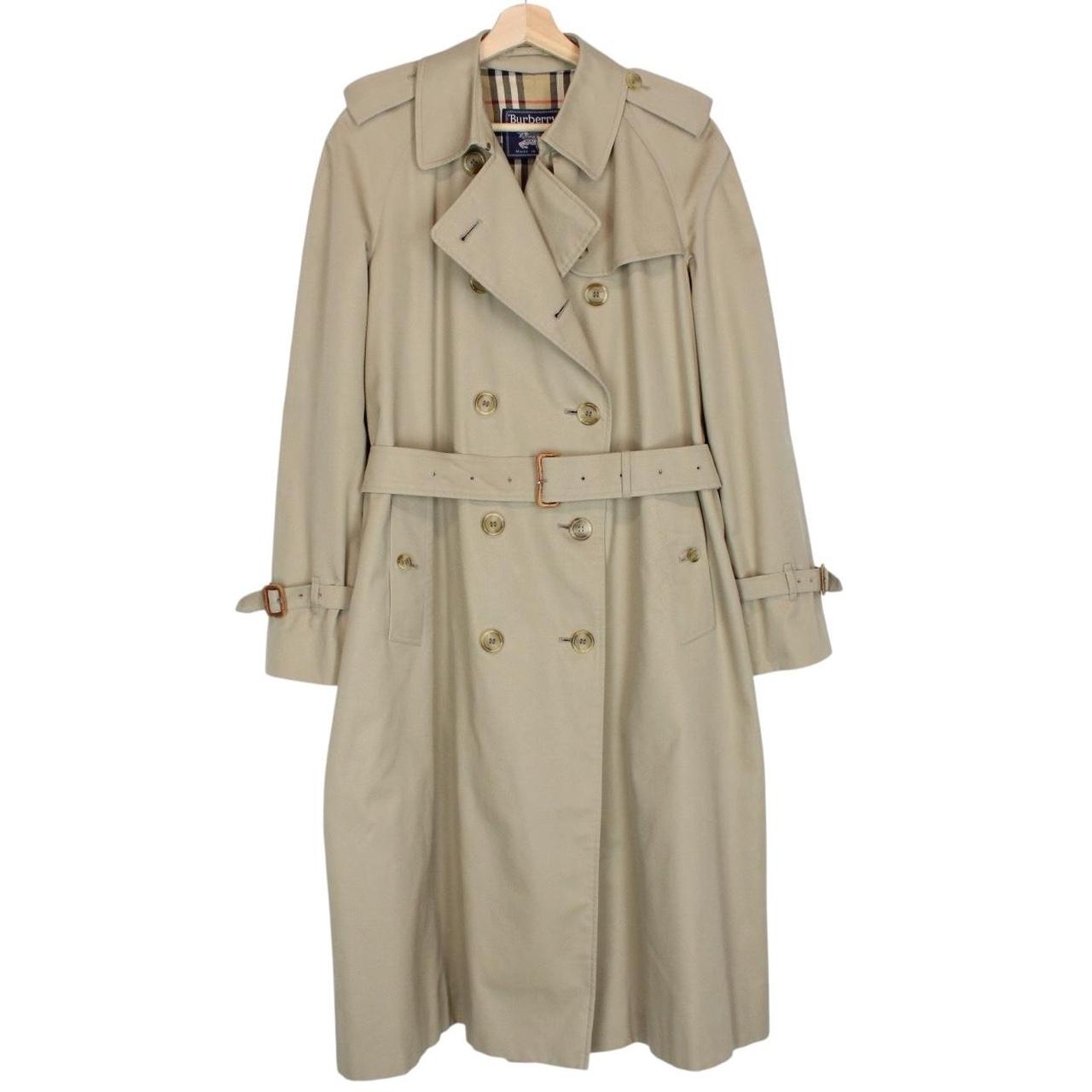 Vintage 90s Burberry Beige Double Breasted Belted Trench Coat