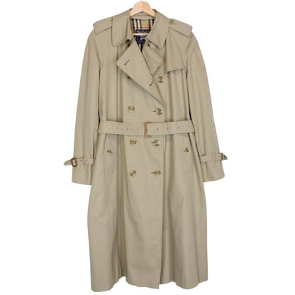 Vintage 90s Burberry Beige Double Breasted Belted Trench Coat