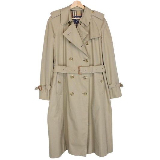 Vintage 90s Burberry Beige Double Breasted Belted Trench Coat