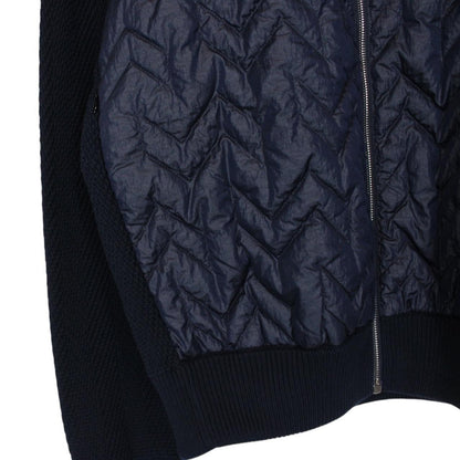 Missoni Navy Blue Quilted Shell Cotton Blend Full Zip Hooded Down Jacket