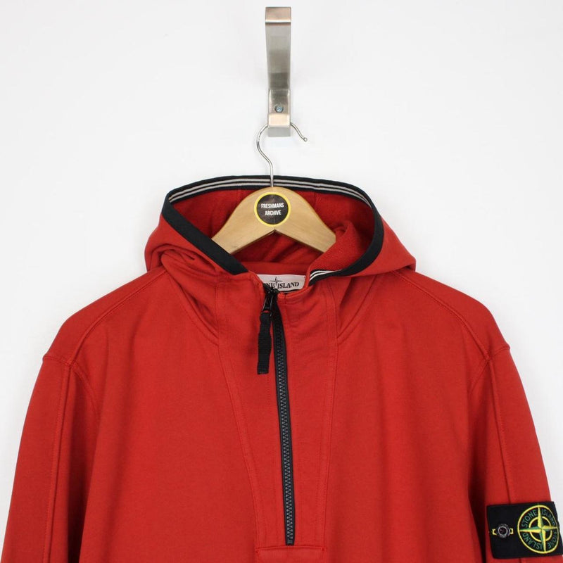 Stone Island SS 2019 Red 1/4 Zip Cotton Hoodie Jumper