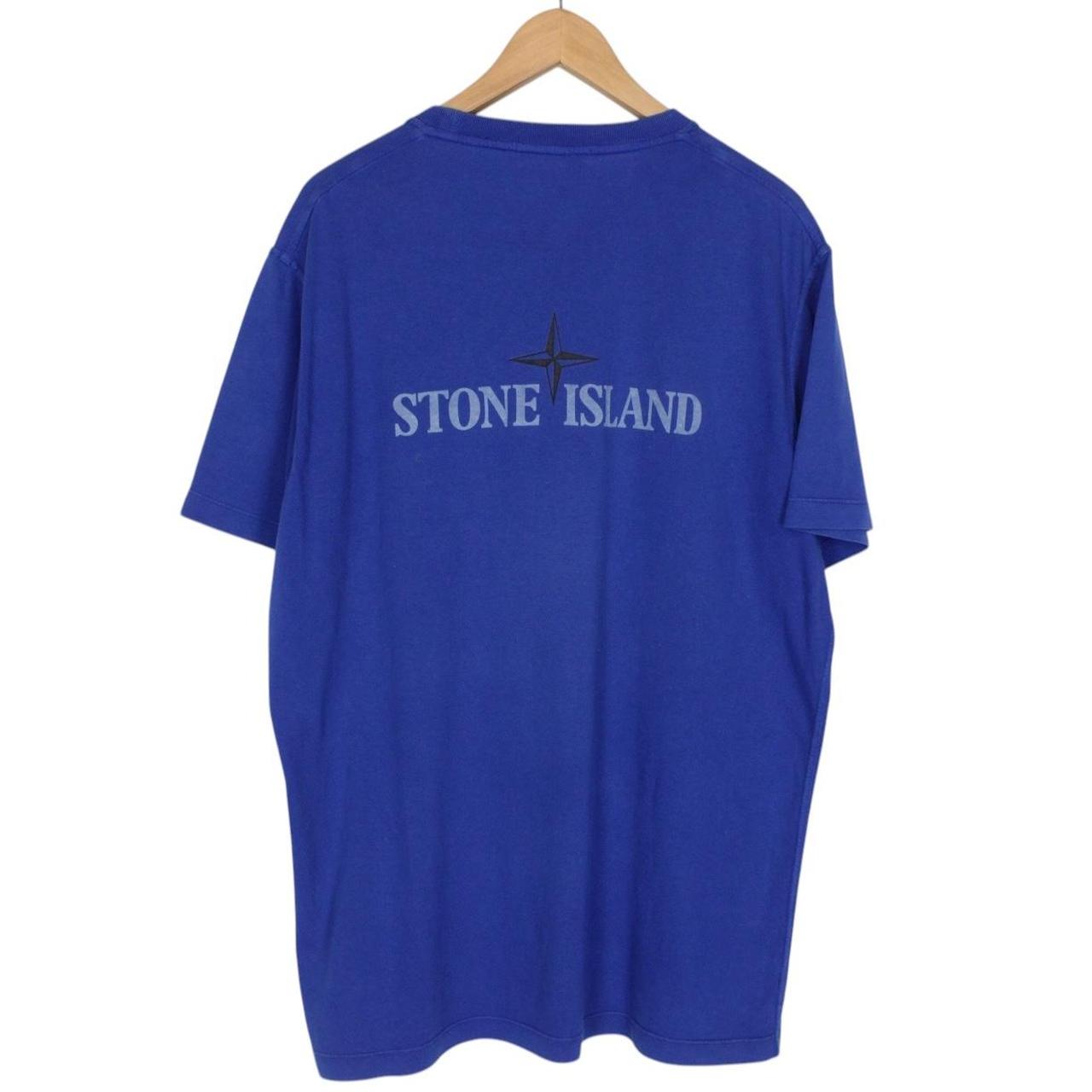 Stone Island Blue Short Sleeve Cotton Logo Print T-Shirt