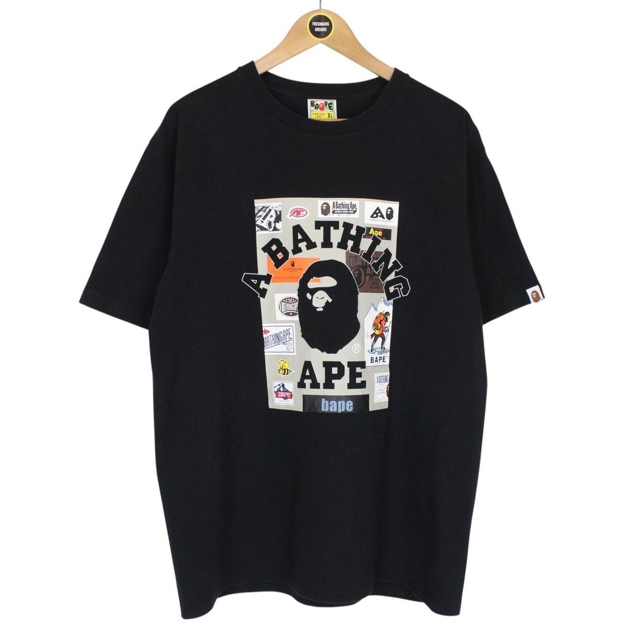 Bape Black and Multicoloured Multi Label College Graphic Short Sleeve T-Shirt