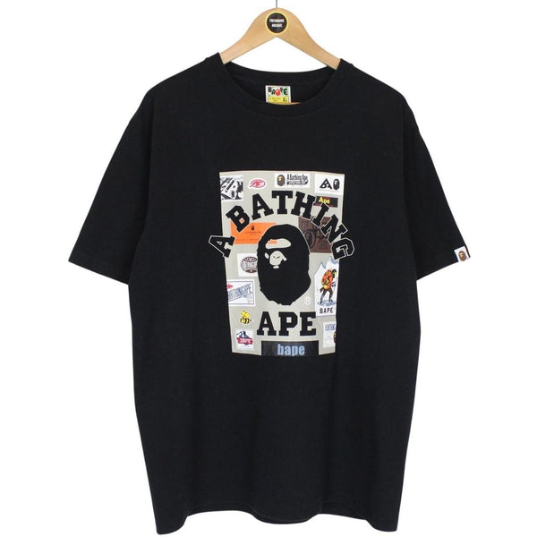 Bape Black and Multicoloured Multi Label College Graphic Short Sleeve T-Shirt
