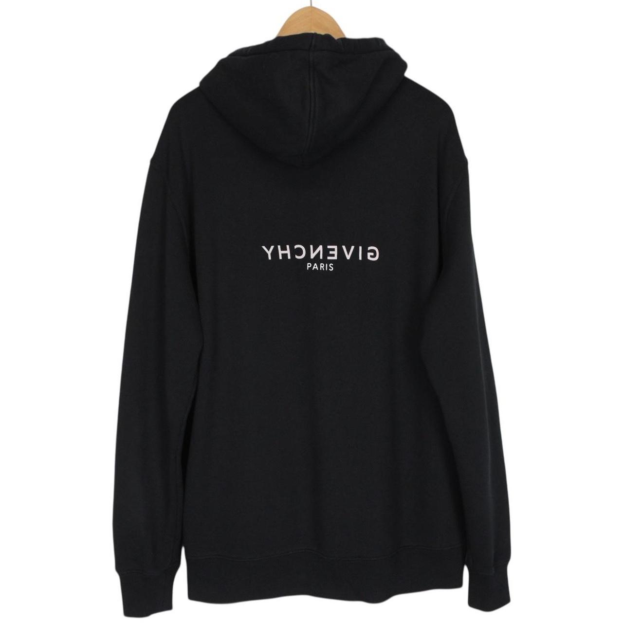 Givenchy Paris Black Reverse Logo Print Fleece Cotton Hoodie Jumper