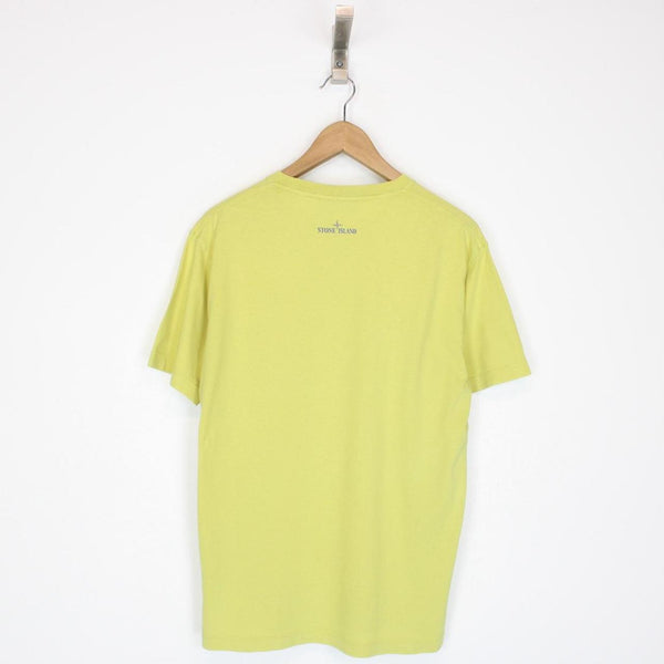 Stone Island SS 2019 Yellow Short Sleeve Logo Print Cotton T-Shirt