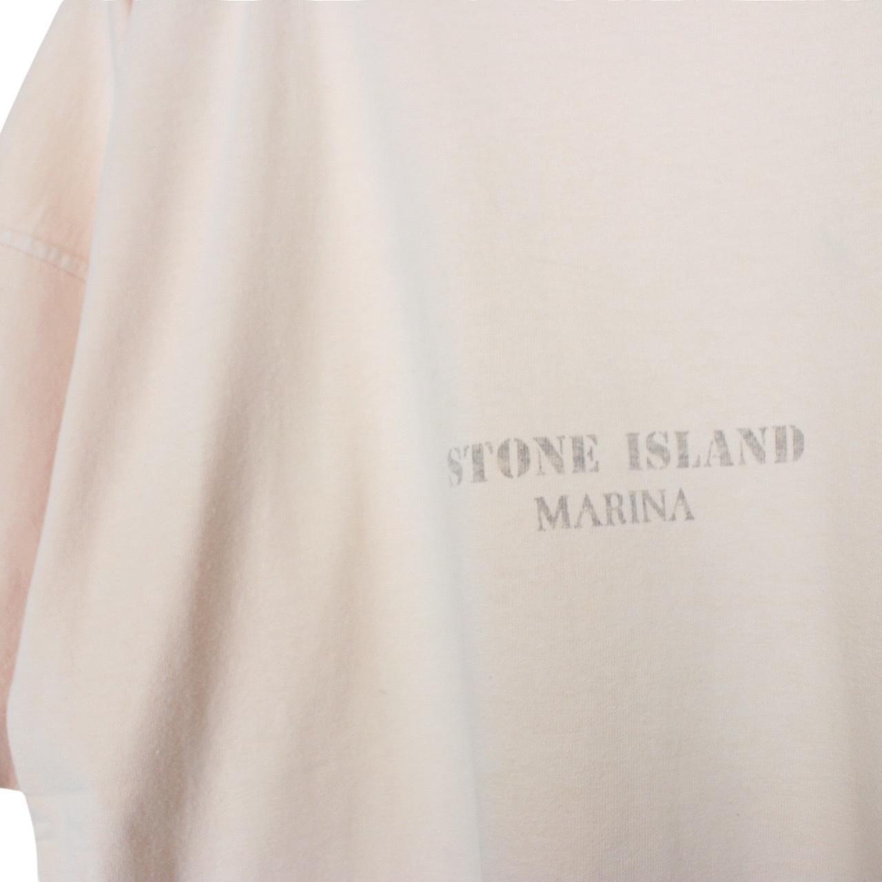 Vintage 80s Stone Island Marina Peach Orange Short Sleeve Logo Print T-Shirt