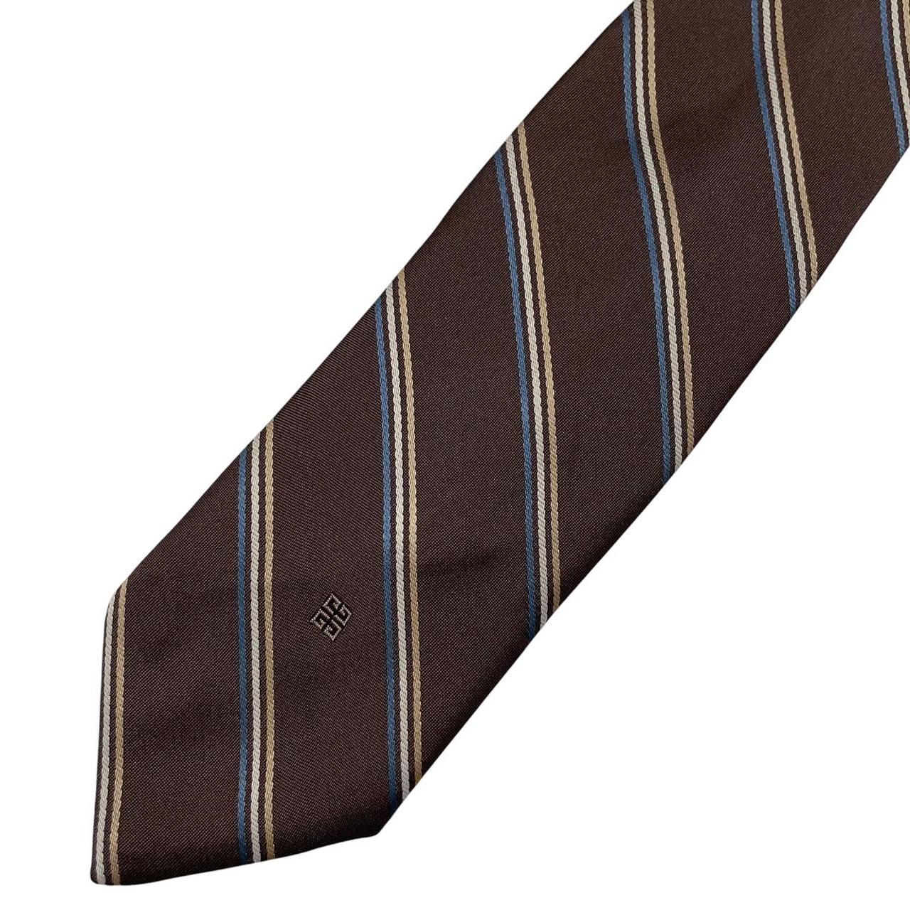 Vintage Givenchy Brown Striped Polyester Tie