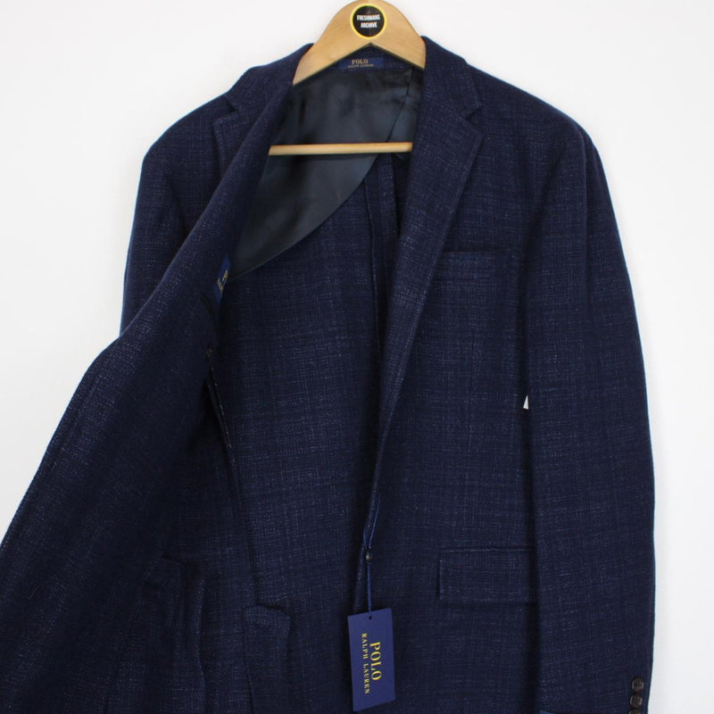 Polo Ralph Lauren Navy Blue Herringbone Blazer Jacket