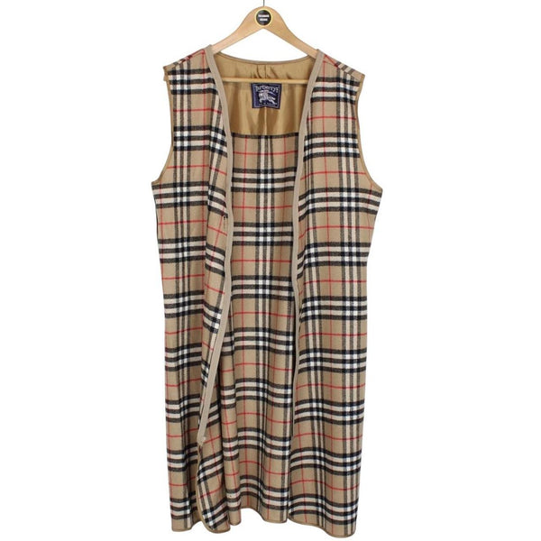 Vintage 90s Burberry Beige Nova Check Trench Coat Removable Lining