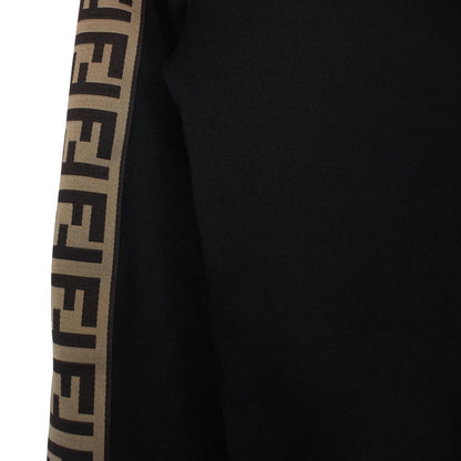 Fendi black and brown track jacket with Zucca monogram pattern and full zip.