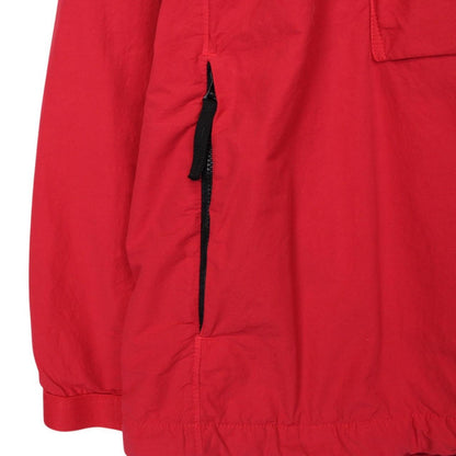 Stone Island AW 2022 Red Naslan Nylon 1/4 Zip Hooded Smock Jacket