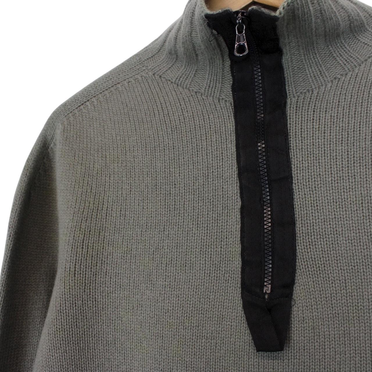 Vintage Stone Island AW 2002 Beige Virgin Wool Knit 1/4 Zip Jumper