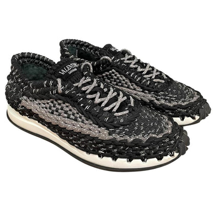 Valentino Garavani Black and Grey Crochet Rope Trainers