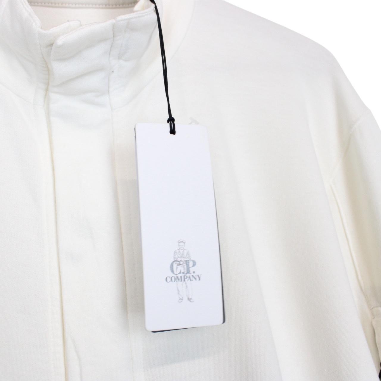 CP Company Cream Full Zip Cotton Lens Sweatshirt