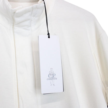 CP Company Cream Full Zip Cotton Lens Sweatshirt