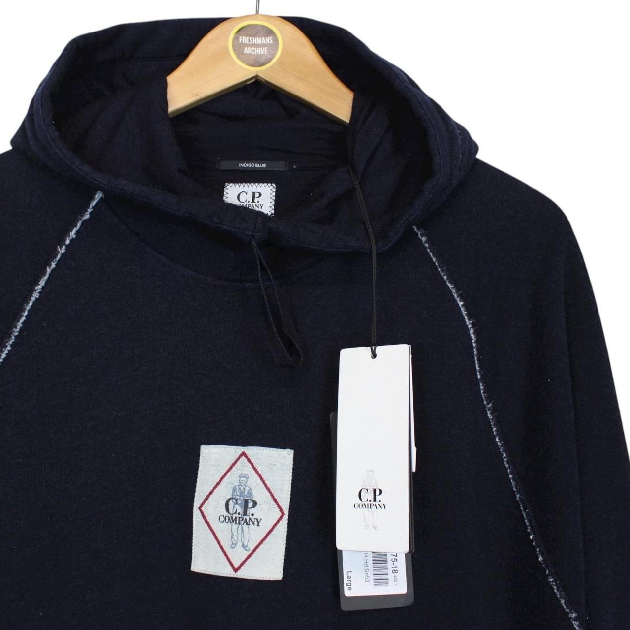 CP Company Denim Navy Blue Indigo Fleece Cotton Hoodie Jumper