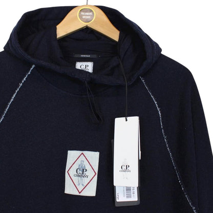 CP Company Denim Navy Blue Indigo Fleece Cotton Hoodie Jumper