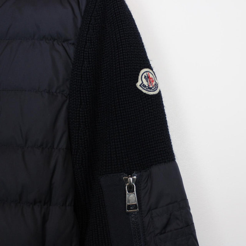 Moncler Navy Blue Full Zip Wool/Down Hooded Tricot Cardigan Jacket