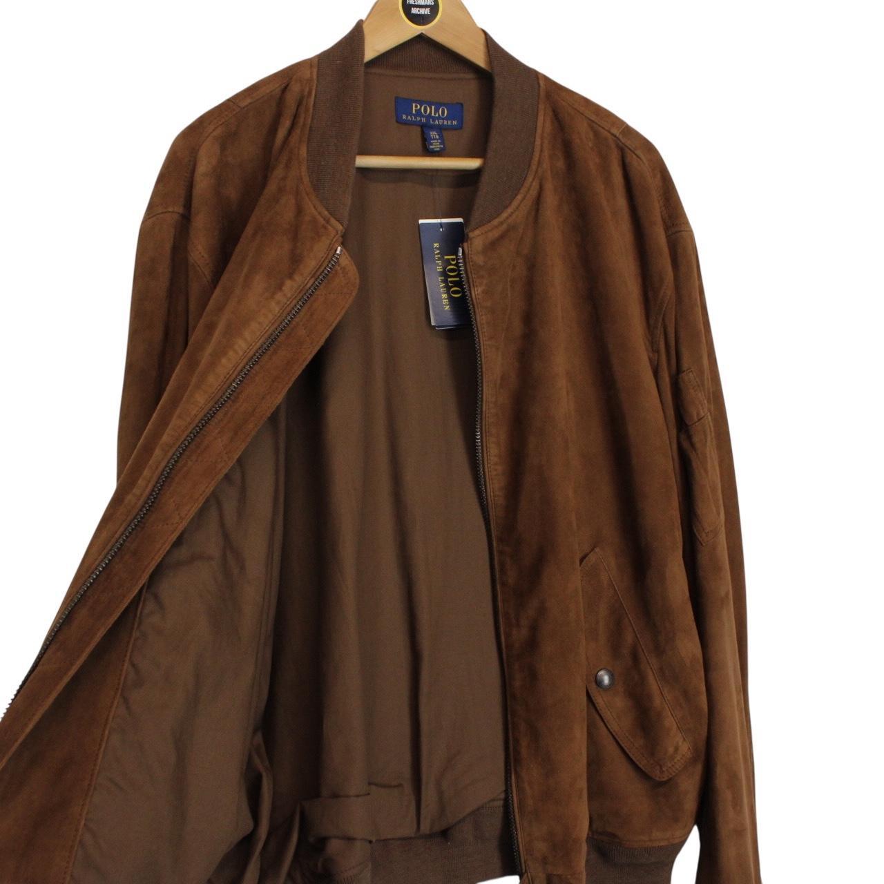Polo Ralph Lauren Brown Goat Suede Leather Bomber Jacket