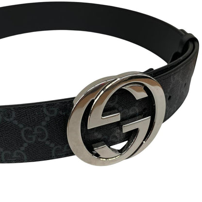 Gucci Black GG Supreme Monogram Canvas Belt with GG Buckle