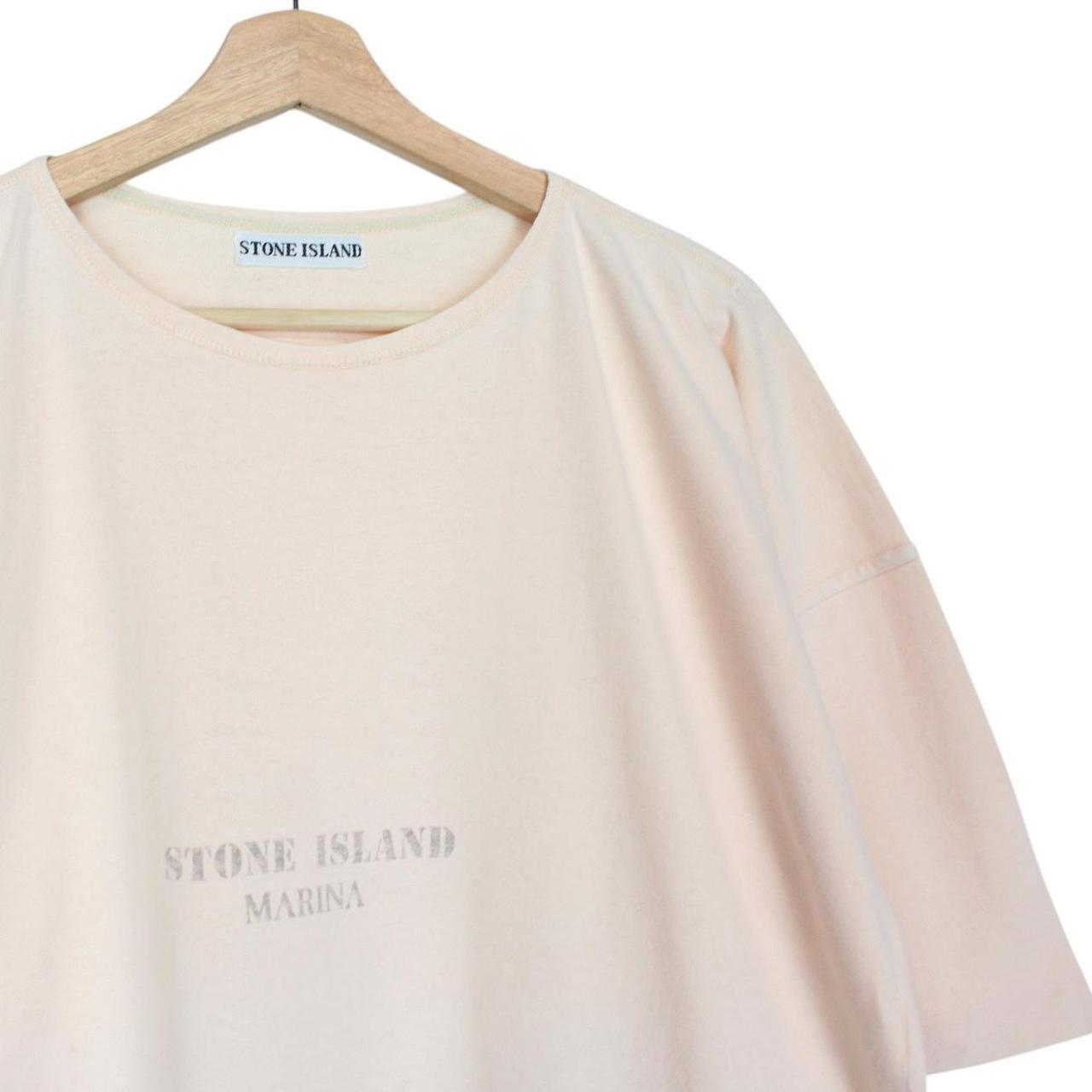 Vintage 80s Stone Island Marina Peach Orange Short Sleeve Logo Print T-Shirt