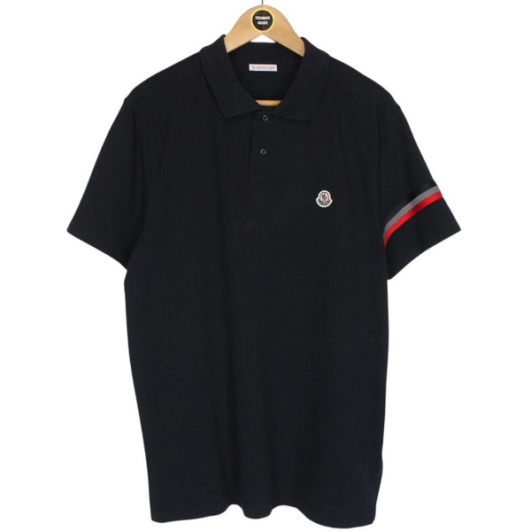 Moncler Maglia Manica Corta Black Short Sleeve Cotton Polo Shirt