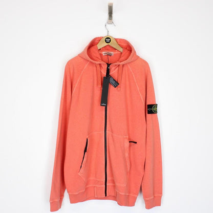 Stone Island SS 2022 Orange Full Zip Cotton Hoodie Jumper