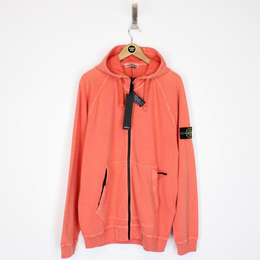 Stone Island SS 2022 Orange Full Zip Cotton Hoodie Jumper