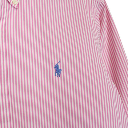 Polo Ralph Lauren Pink and White Striped Long Sleeve Cotton Shirt